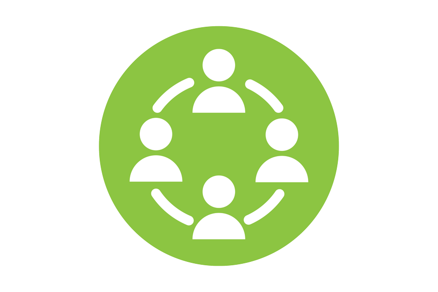 Icon of people connecting in a circle.